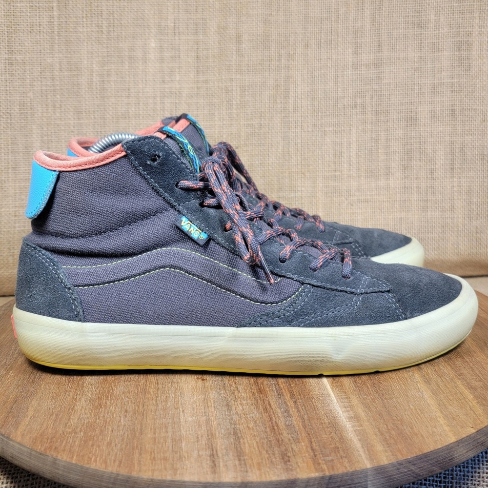 Vans The Lizzie Translucent Gray Mid Skate Shoes Suede Canvas Neon Men's Size 9